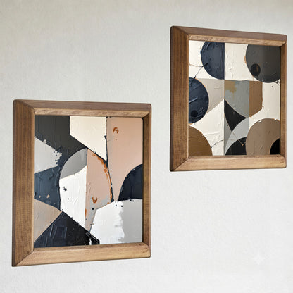 Beige Geometry Duo Stone Wall Art Set