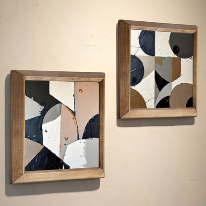 Beige Geometry Duo Stone Wall Art Set