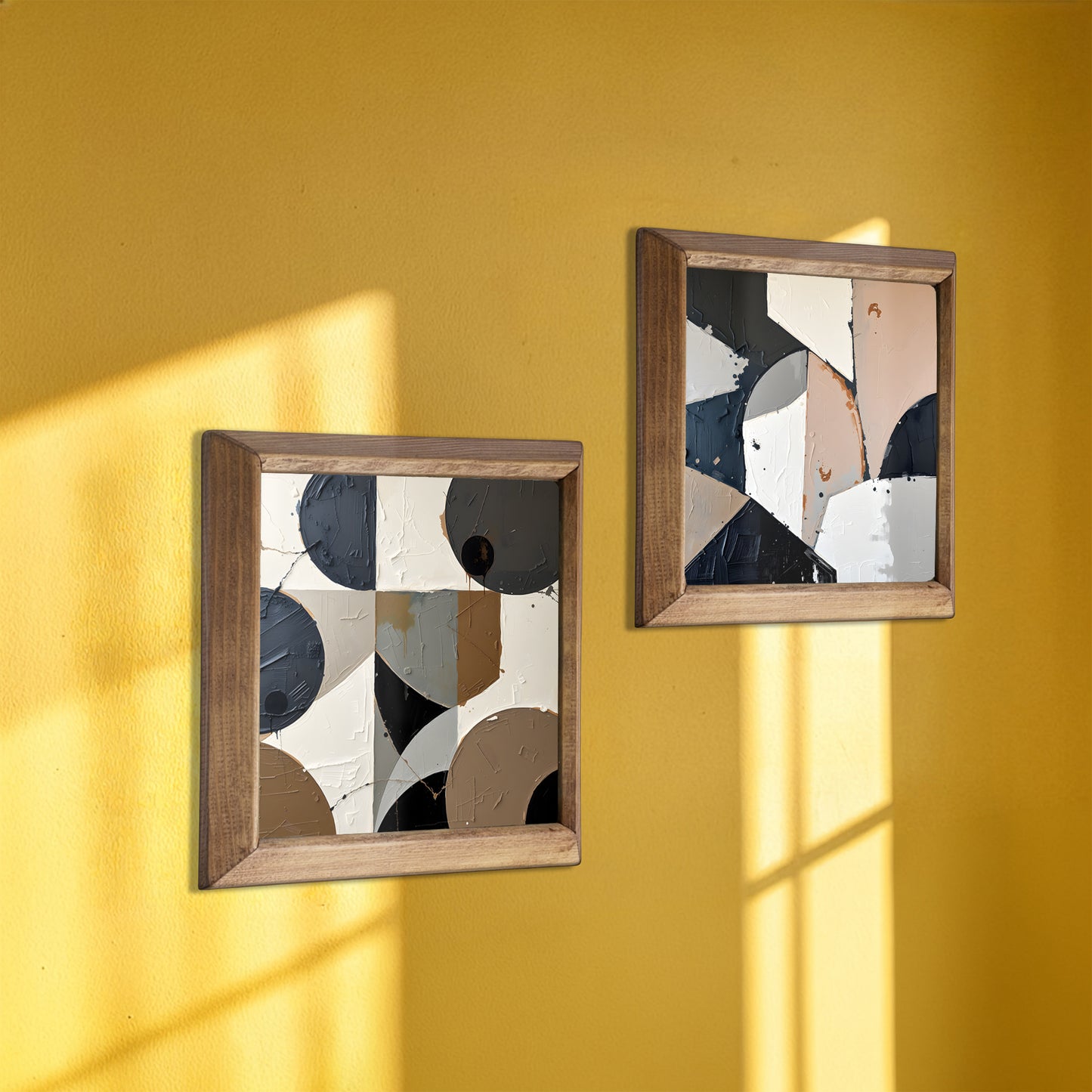 Modern Geometry Duo Natural Stone Wall Art