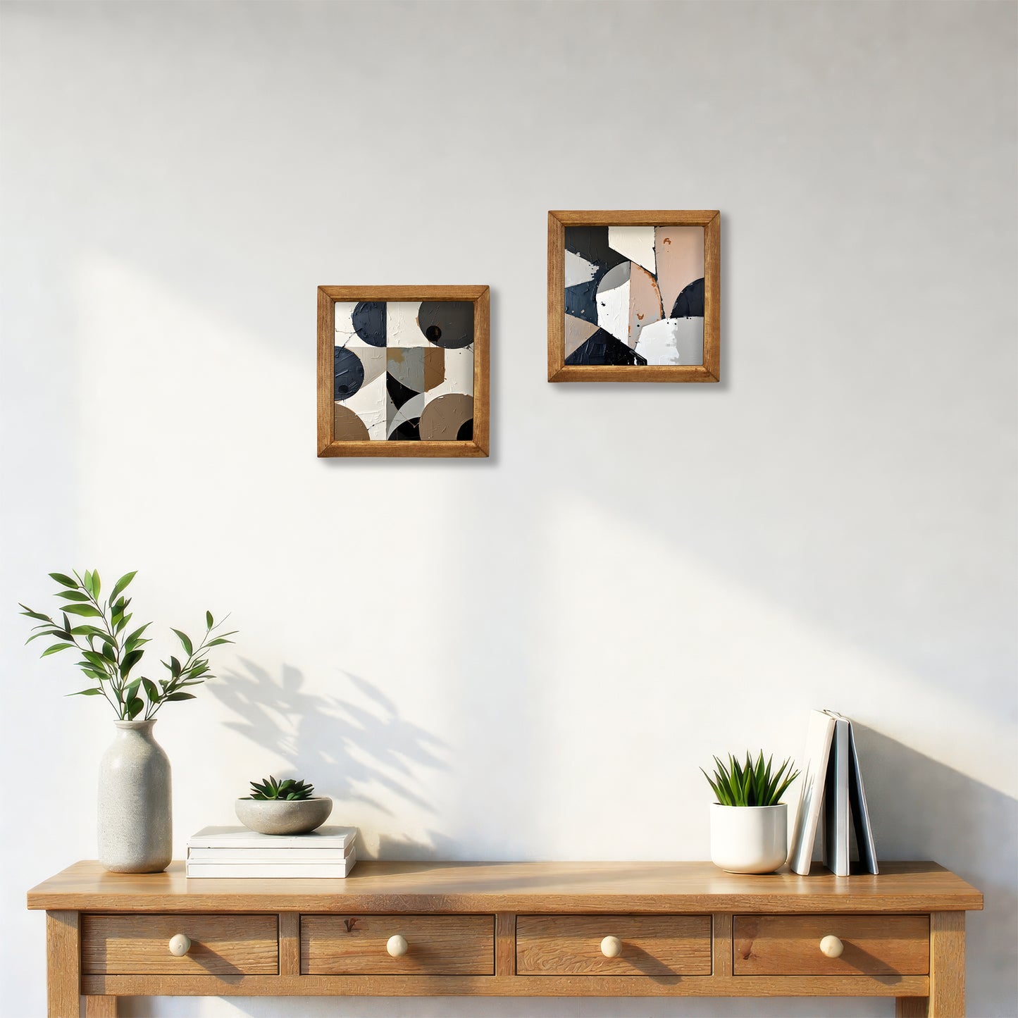 Modern Geometry Duo Natural Stone Wall Art