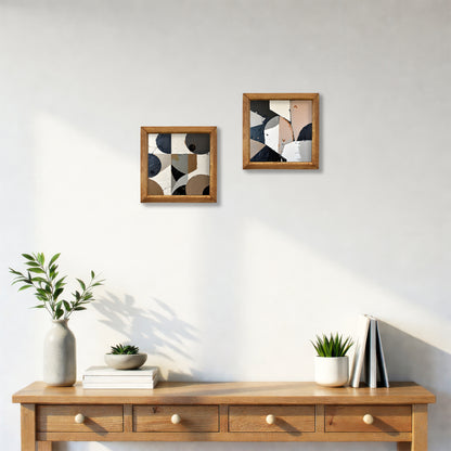 Modern Geometry Duo Natural Stone Wall Art
