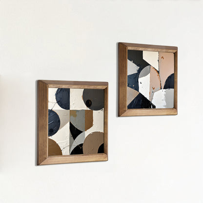 Modern Geometry Duo Natural Stone Wall Art