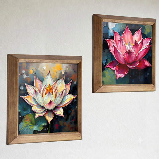 Lotus Bloom Duo Stone Wall Art Set