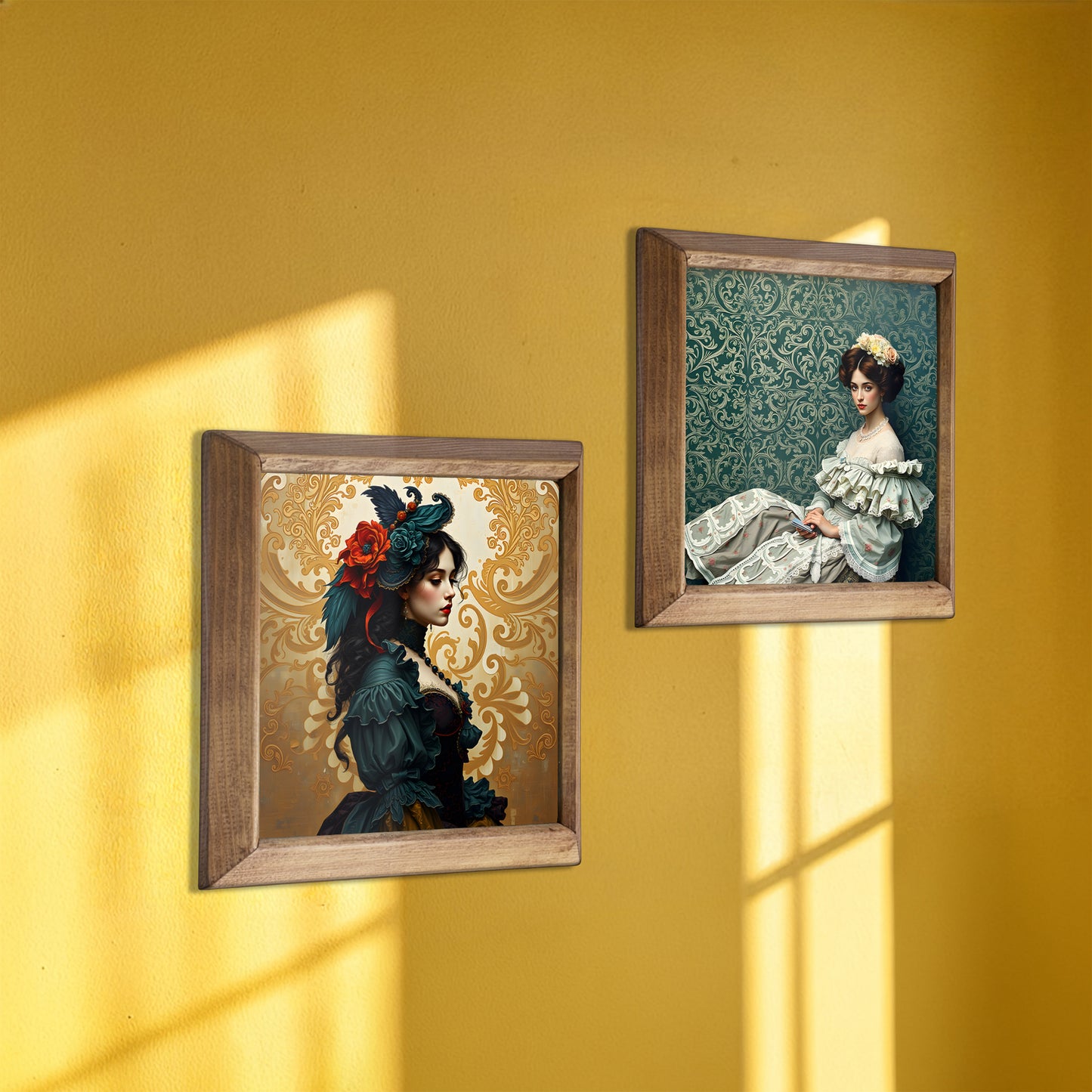 Victorian Portrait Duo Natural Stone Wall Art Set