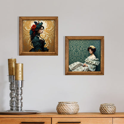 Victorian Portrait Duo Natural Stone Wall Art Set