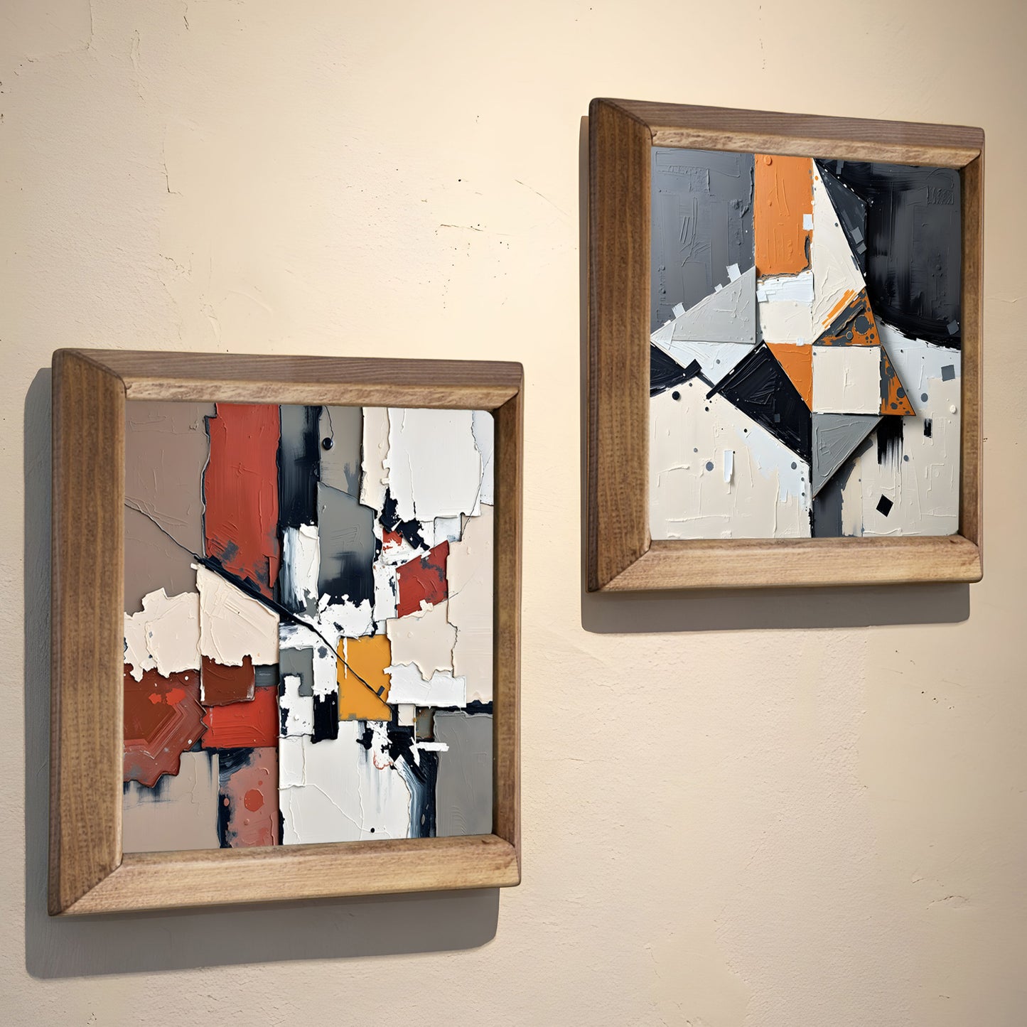 Geometric Modernism Duo Stone Wall Art Set