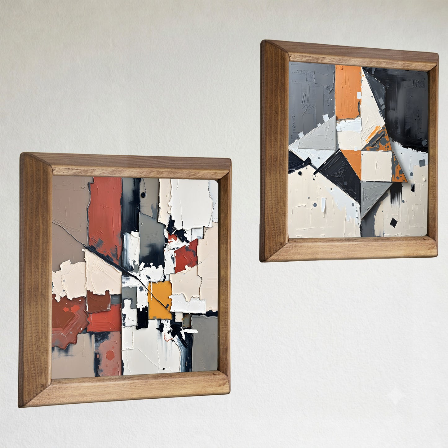 Geometric Modernism Duo Stone Wall Art Set