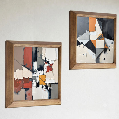 Geometric Modernism Duo Stone Wall Art Set