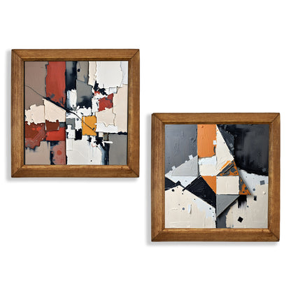Geometric Modernism Duo Natural Stone Wall Art