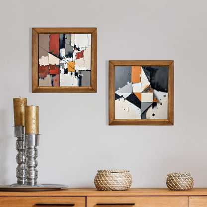 Geometric Modernism Duo Natural Stone Wall Art