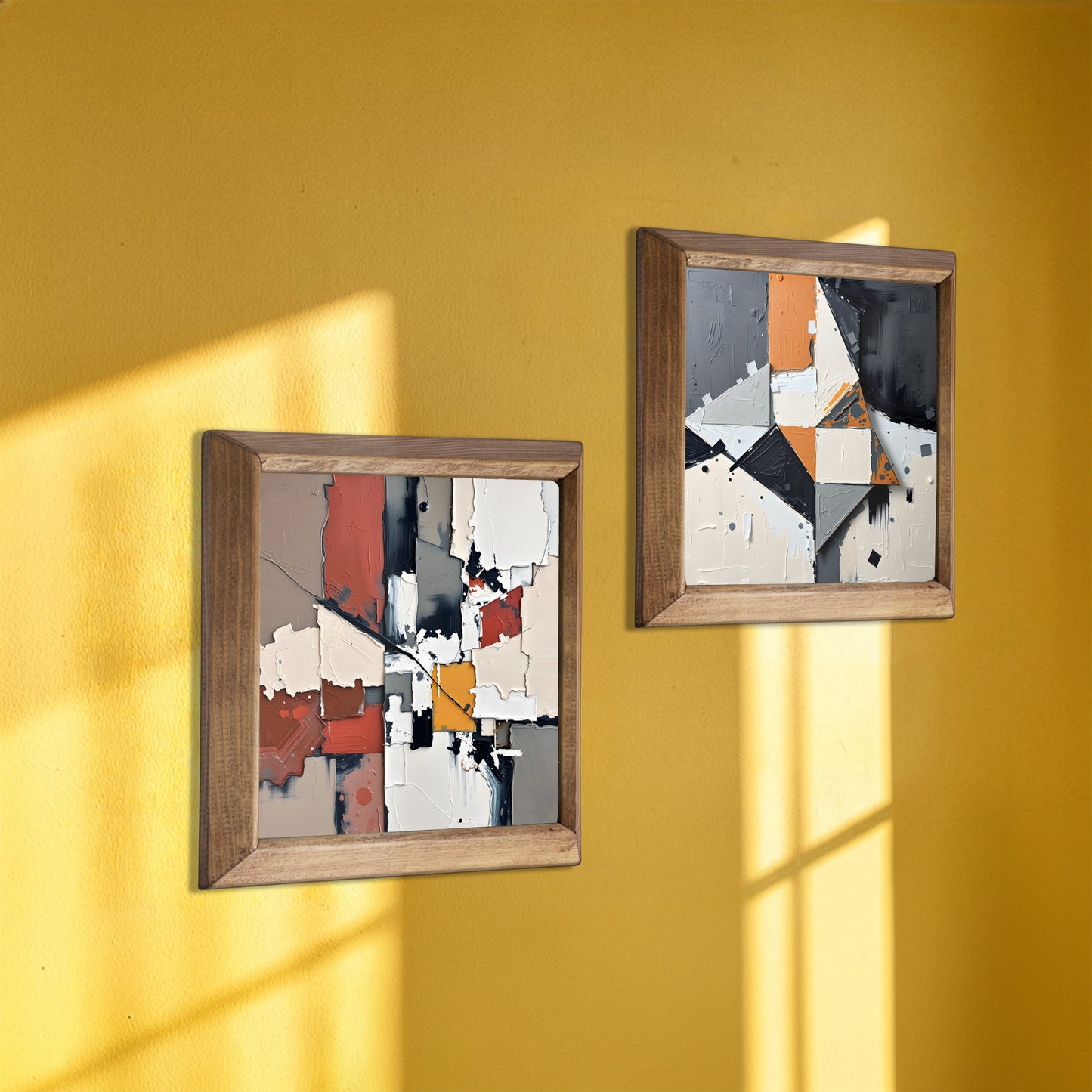 Geometric Modernism Duo Natural Stone Wall Art
