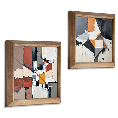 Geometric Modernism Duo Natural Stone Wall Art