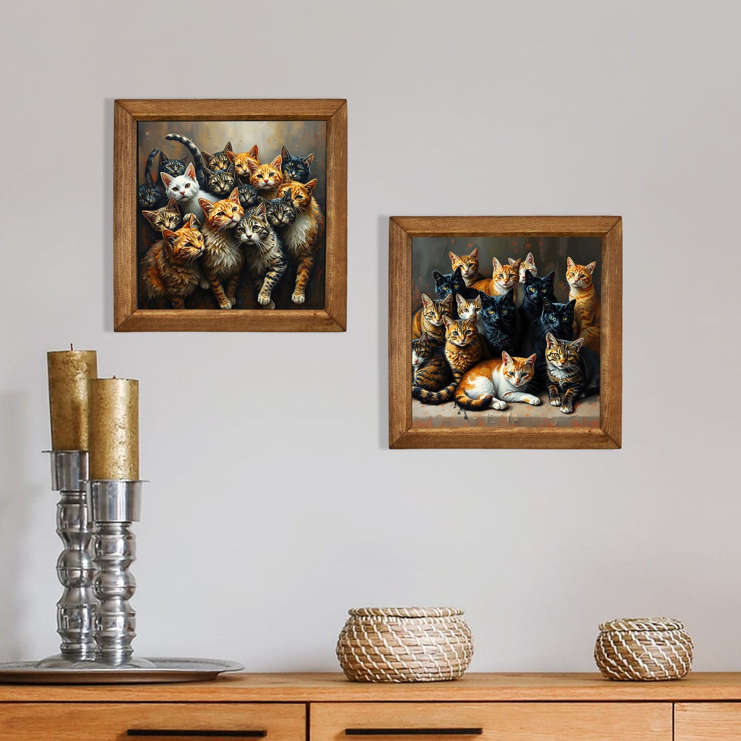 Curious Cats Duo Stone Wall Art Set