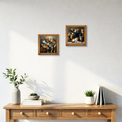 Curious Cats Duo Stone Wall Art Set