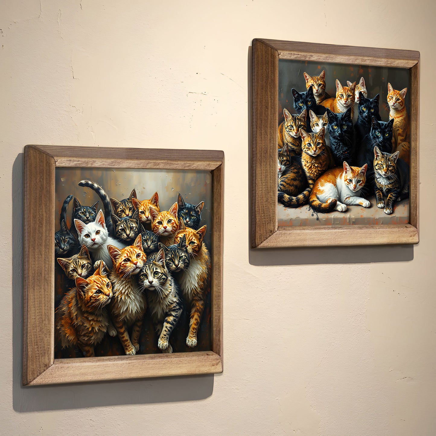 Curious Cats Duo Stone Wall Art Set