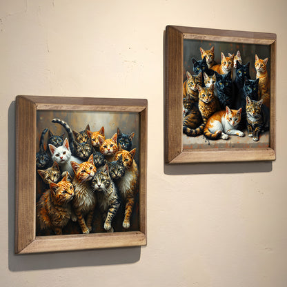 Curious Cats Duo Stone Wall Art Set