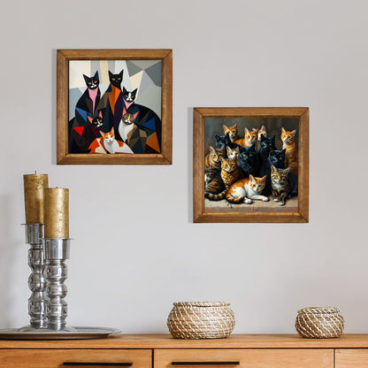 Modern & Curious Cats Duo Stone Wall Art Set