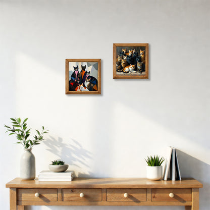 Modern & Curious Cats Duo Stone Wall Art Set