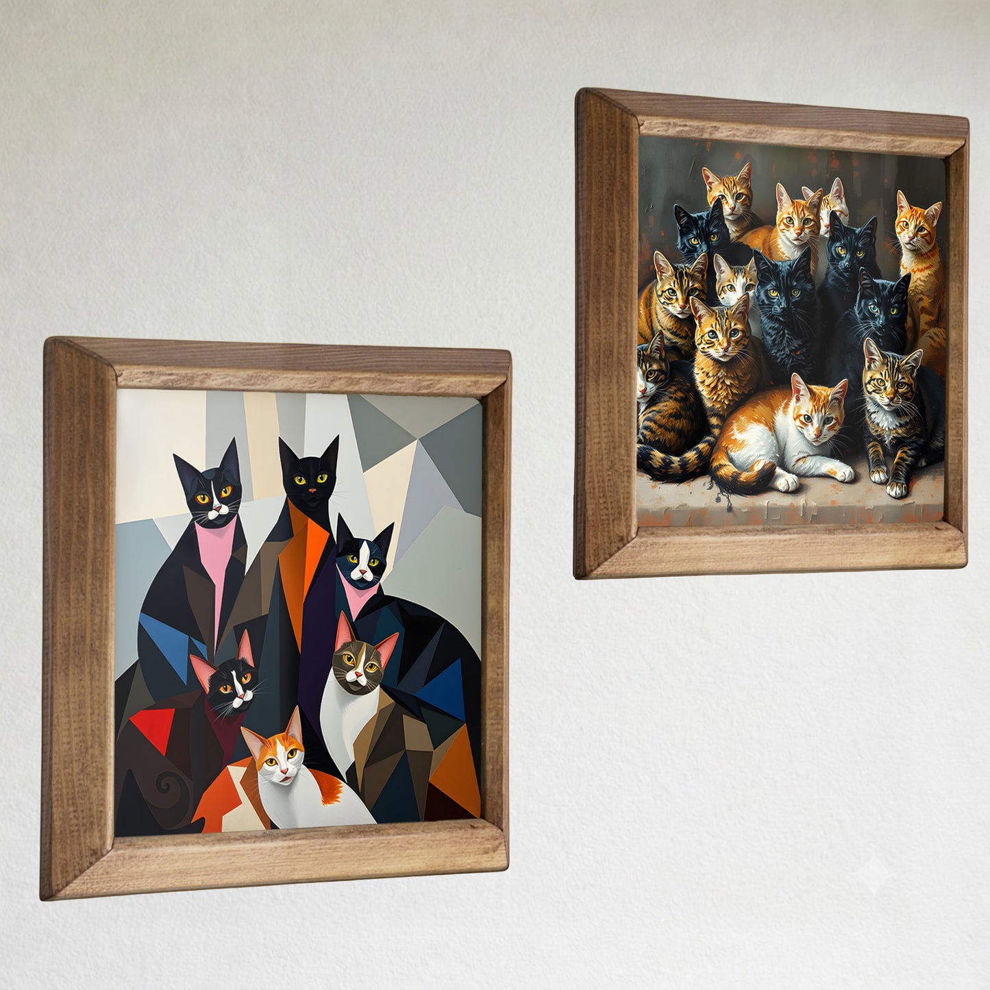 Modern & Curious Cats Duo Stone Wall Art Set
