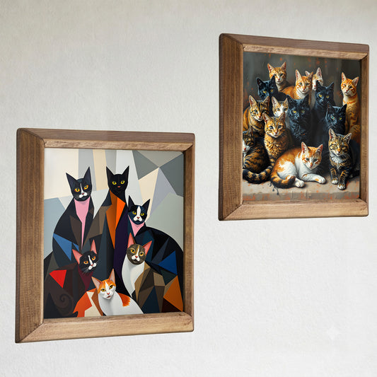 Modern & Curious Cats Duo Natural Stone Wall Art Set