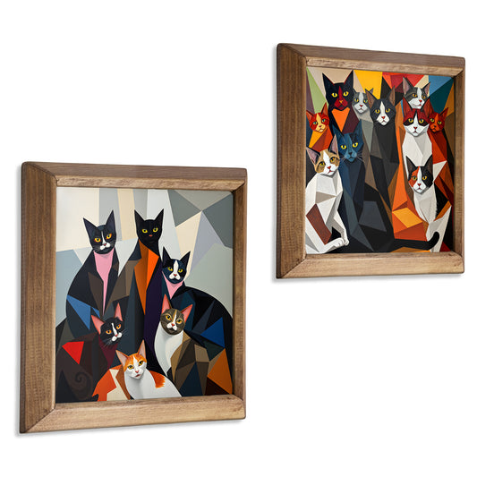 The Cat Gang Duo Natural Stone Wall Art
