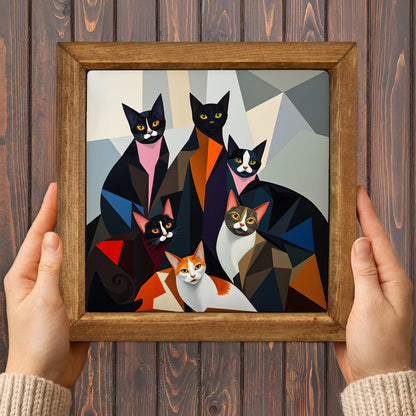 The Cat Gang Duo Natural Stone Wall Art