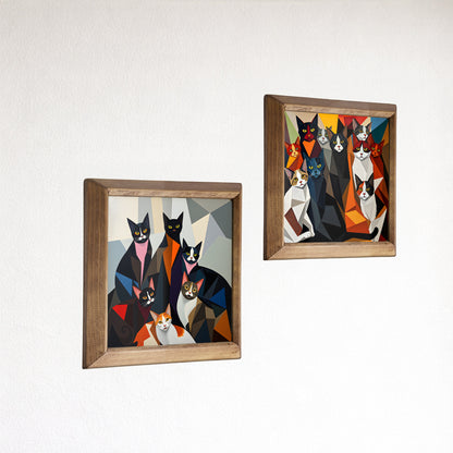 The Cat Gang Duo Natural Stone Wall Art