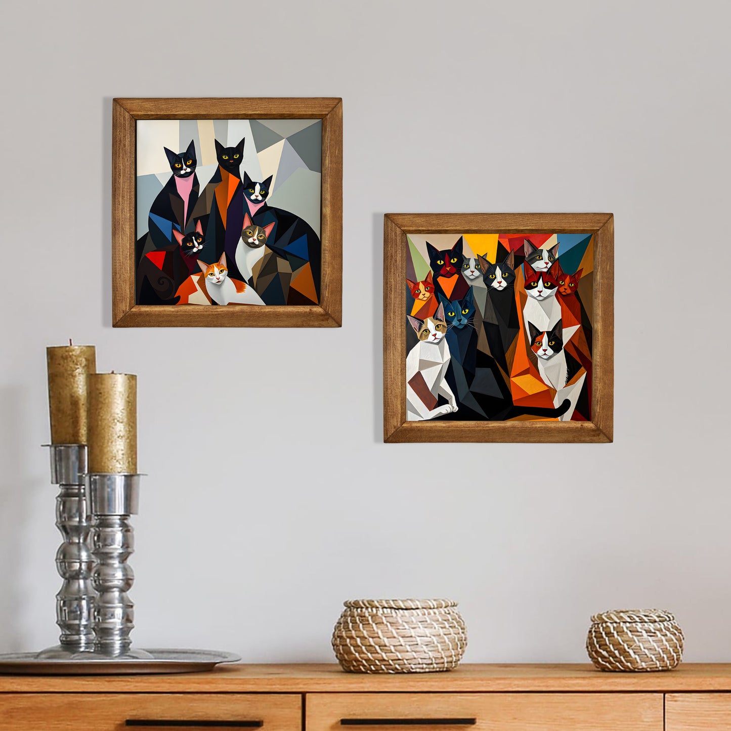 The Cat Gang Duo Natural Stone Wall Art