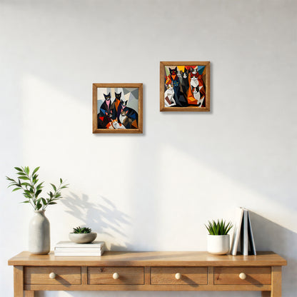 The Cat Gang Duo Natural Stone Wall Art