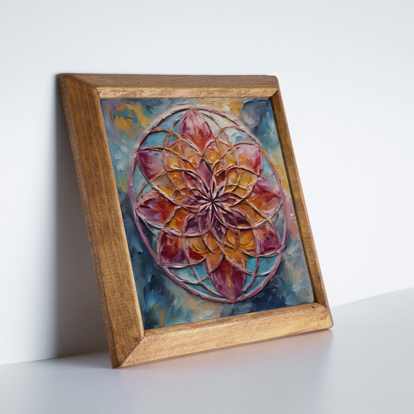 Soft Bloom Floral Duo Natural Stone Wall Art Wood Frame Set