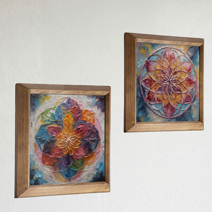 Soft Bloom Floral Mandala Duo Stone Wall Art Set