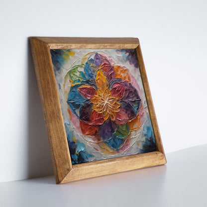 Soft Bloom Floral Duo Natural Stone Wall Art Wood Frame Set