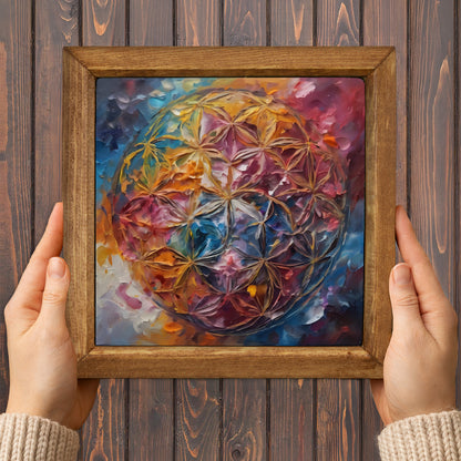 Blush Mandala Duo Natural Stone Wall Art Wood Frame Set