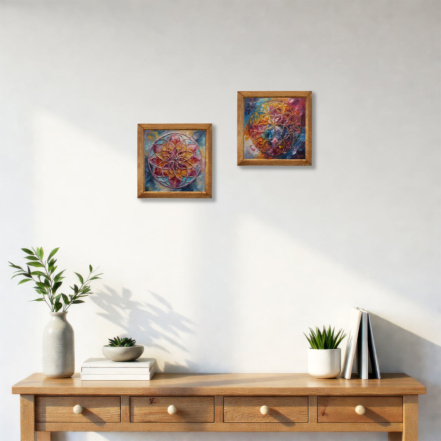 Blush Mandala Duo Stone Wall Art Set