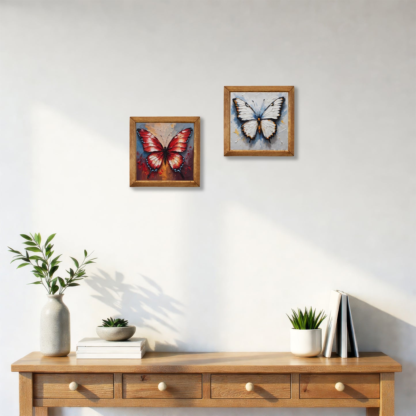 Butterfly Contrast Duo Stone Wall Art Set