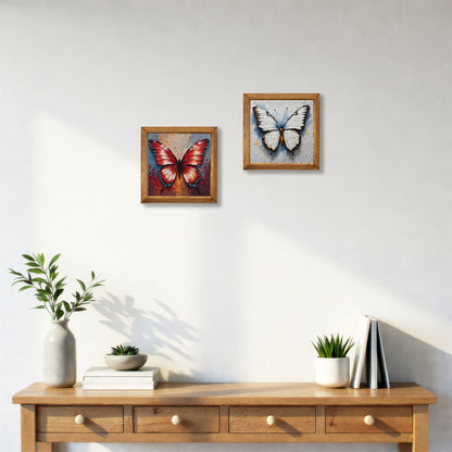 Butterfly Contrast Duo Stone Wall Art Set