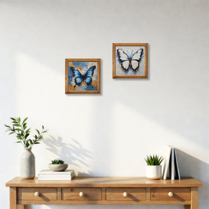Blue Butterfly Duo Stone Wall Art Set