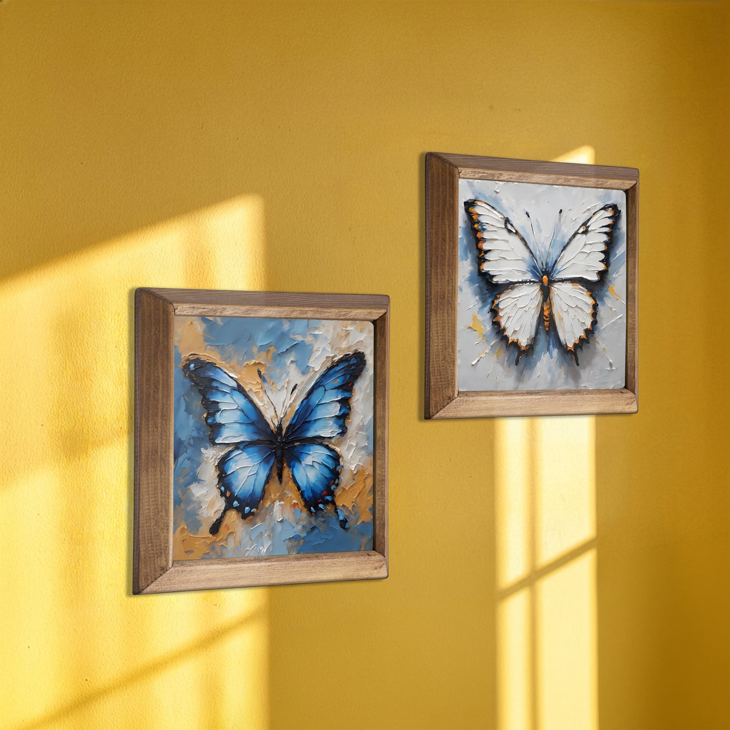 Blue Butterfly Duo Stone Wall Art Set
