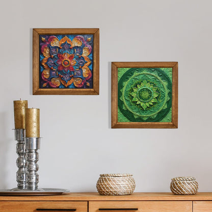Verdant Mandala Duo Stone Wall Art Set