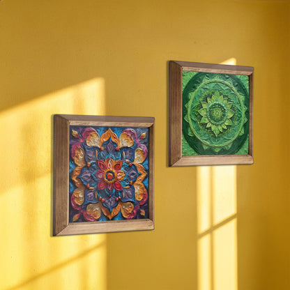 Verdant Mandala Duo Stone Wall Art Set