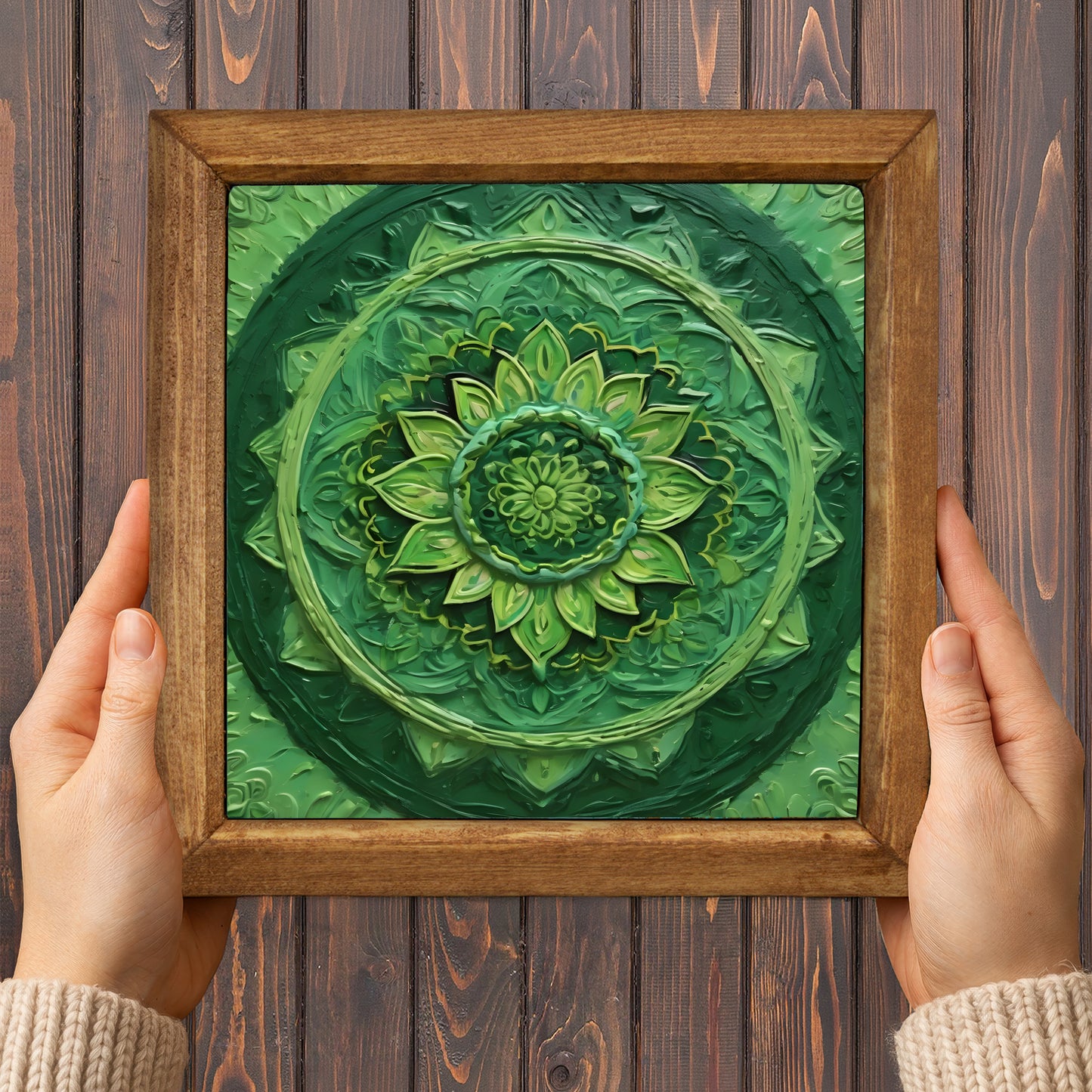 Fiery and Emerald Mandala Duo Stone Wall Art Set