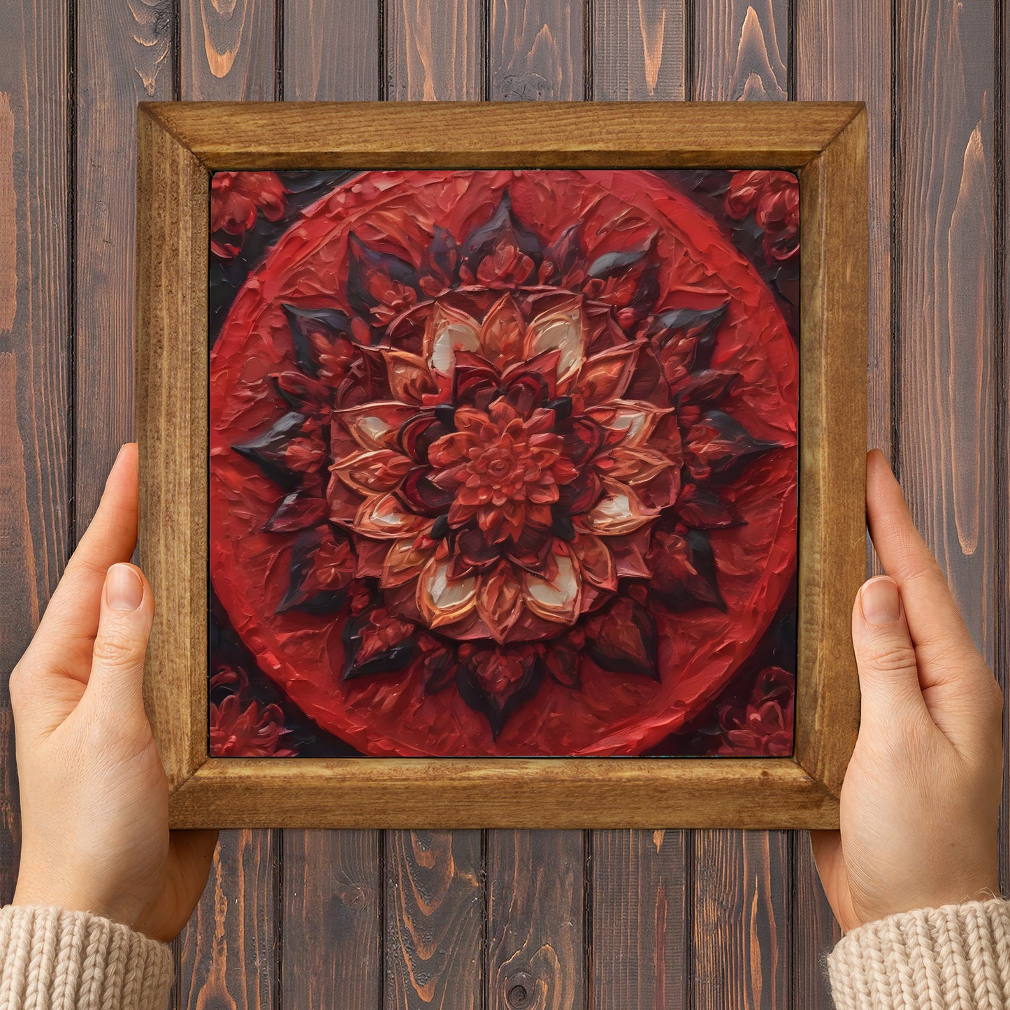 Fiery and Emerald Mandala Duo Stone Wall Art Set