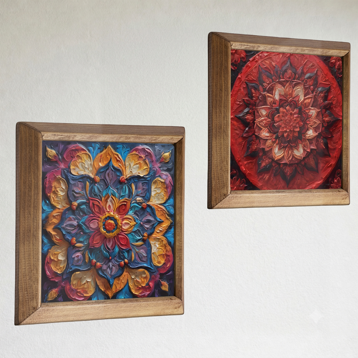 Jewel Bloom Mandala Duo Stone Wall Art Set