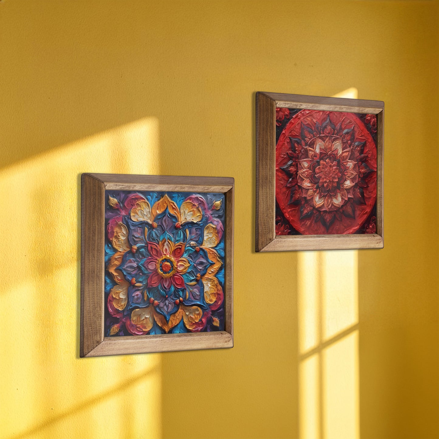 Jewel Bloom Mandala Duo Stone Wall Art Set