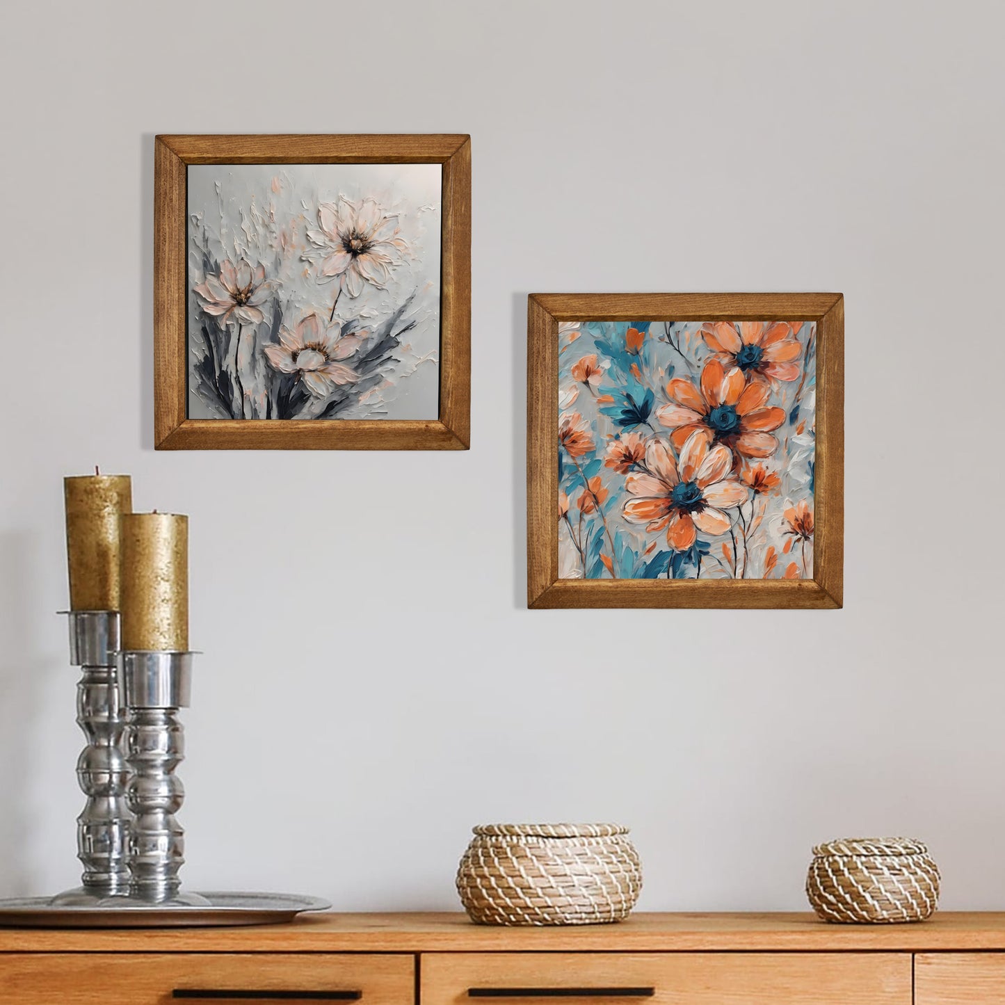 Soft Daisy Bloom Duo Stone Wall Art Set