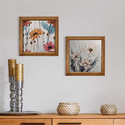 Blush Meadow Floral Duo Stone Wall Art Set
