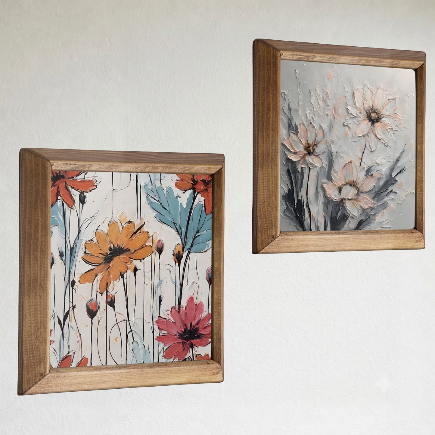 Blush Meadow Floral Duo Stone Wall Art Set
