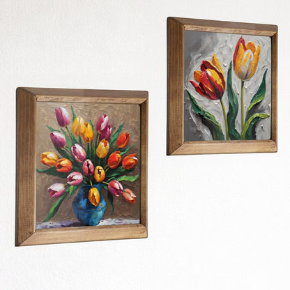 Tulip Bloom Duo Stone Wall Art Set