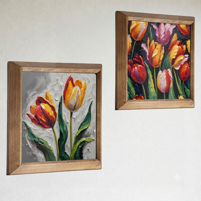 Autumn Tulips Duo Stone Wall Art Set