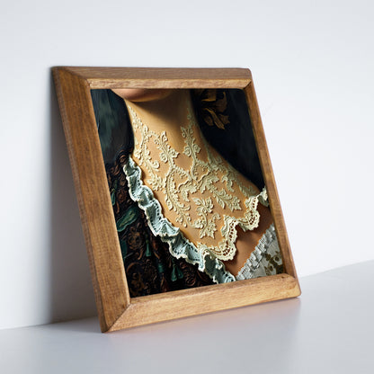 Victorian Portrait Trio Natural Stone Wall Art – Wood Frame Set